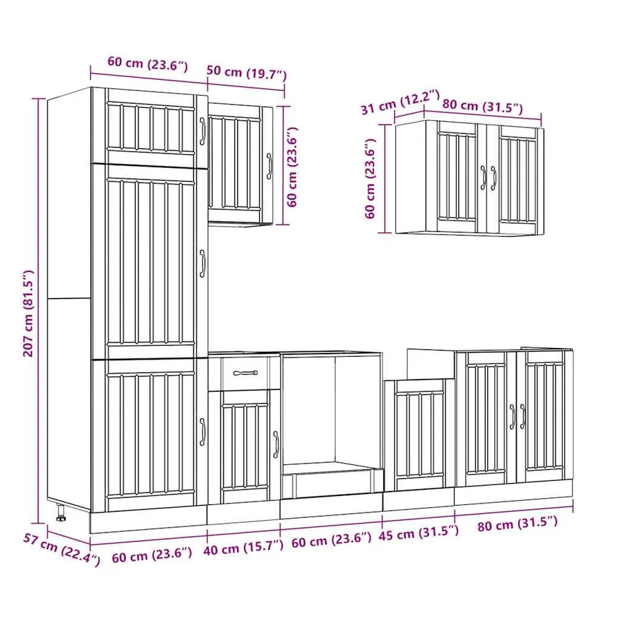 Ensemble d'armoires de cuisine 7 pcs Lucca bois d'ingénierie - 11