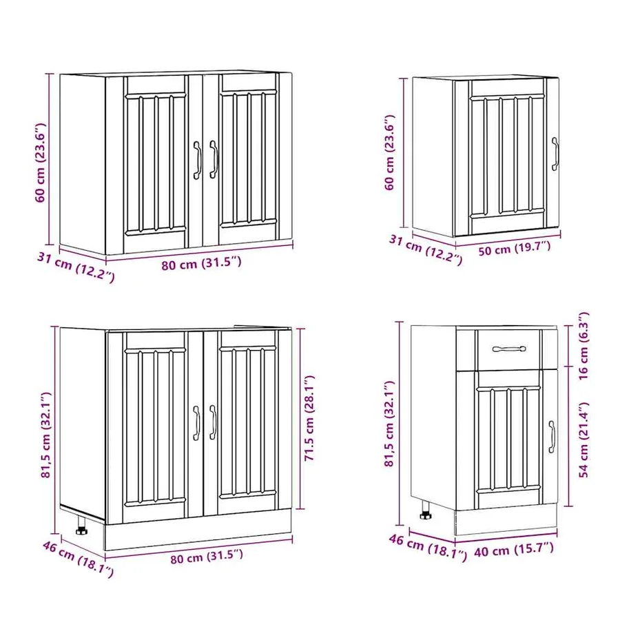 Ensemble d'armoires de cuisine 7 pcs Lucca bois d'ingénierie - 9