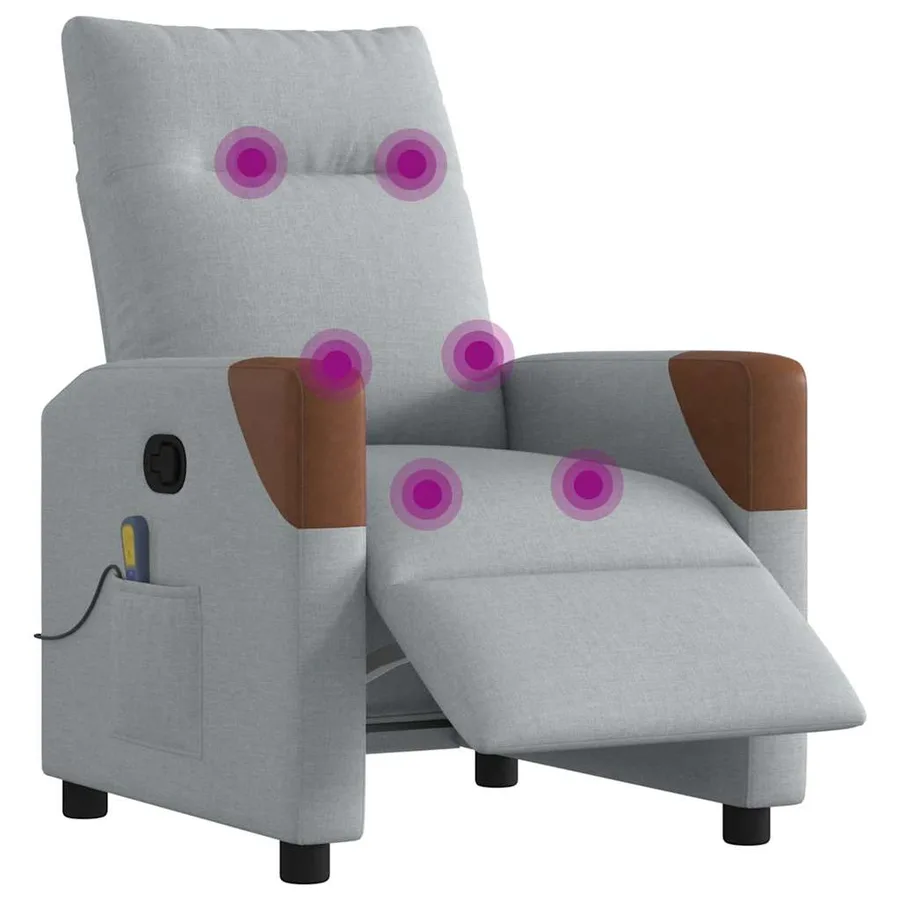 Fauteuil de massage inclinable électrique gris clair tissu - 3
