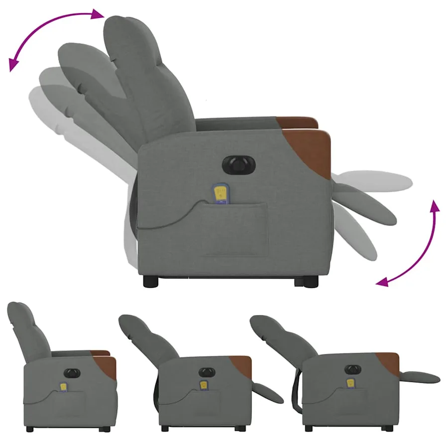 Fauteuil inclinable de massage électrique Gris foncé Tissu - 10