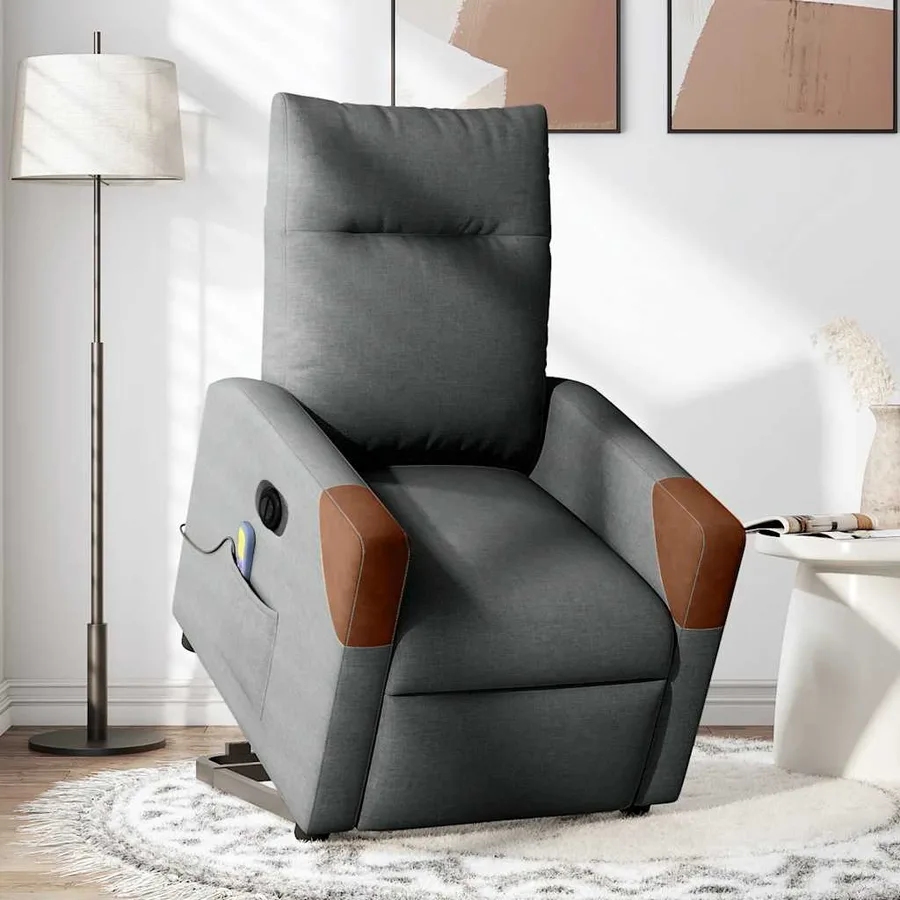 Fauteuil inclinable de massage électrique Gris foncé Tissu - 2