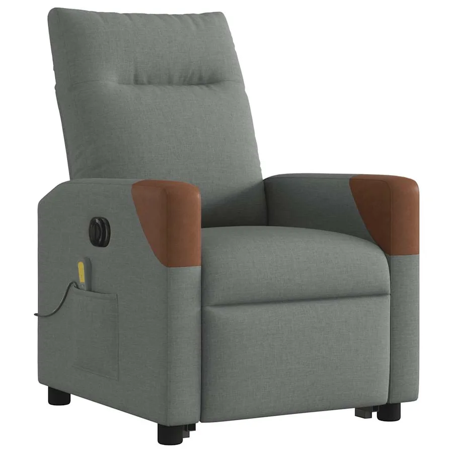 Fauteuil inclinable de massage électrique Gris foncé Tissu - 4