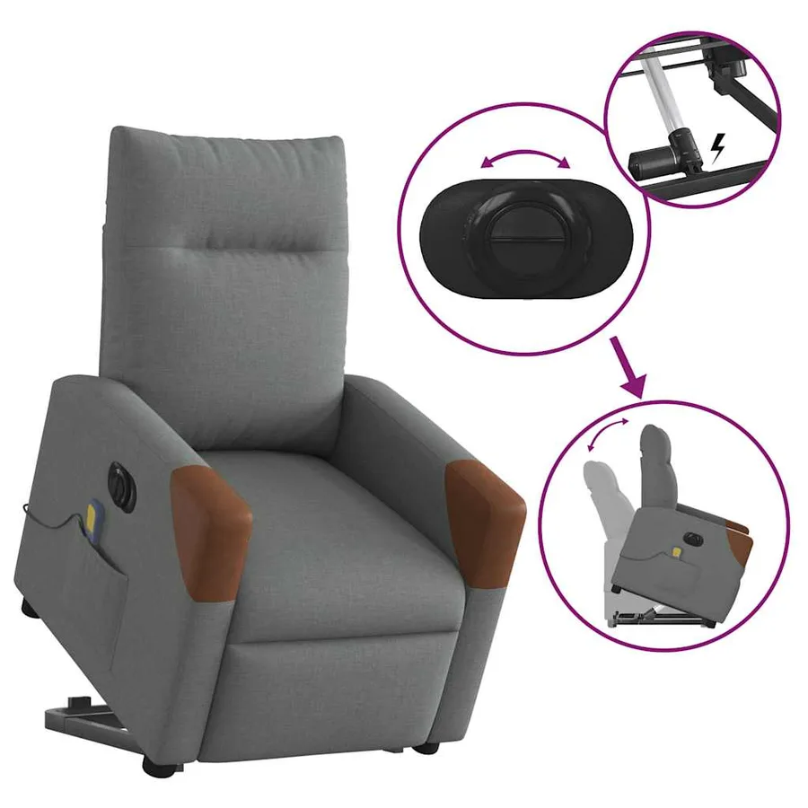 Fauteuil inclinable de massage électrique Gris foncé Tissu - 8