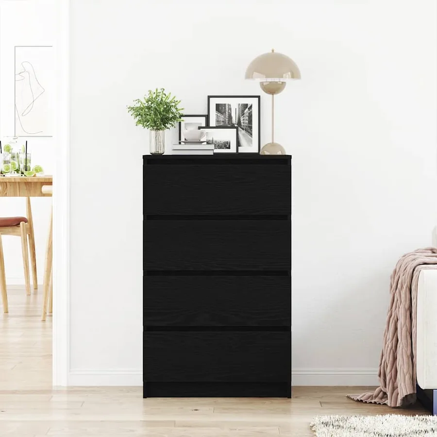 Buffet chêne noir 60x35x98,5 cm bois d'ingénierie - 3