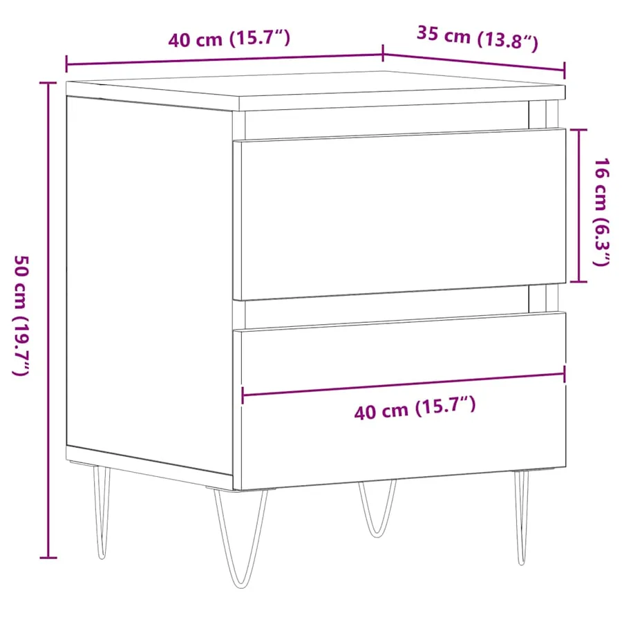 Cabinet de chevet chêne artisanal 40 x 35 x 50 cm - 12
