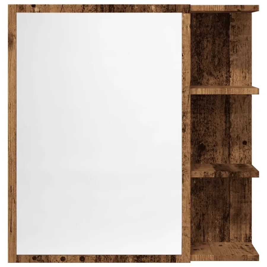 Armoire à miroir de salle de bain vieux bois 62,5x20,5x64 cm - 4