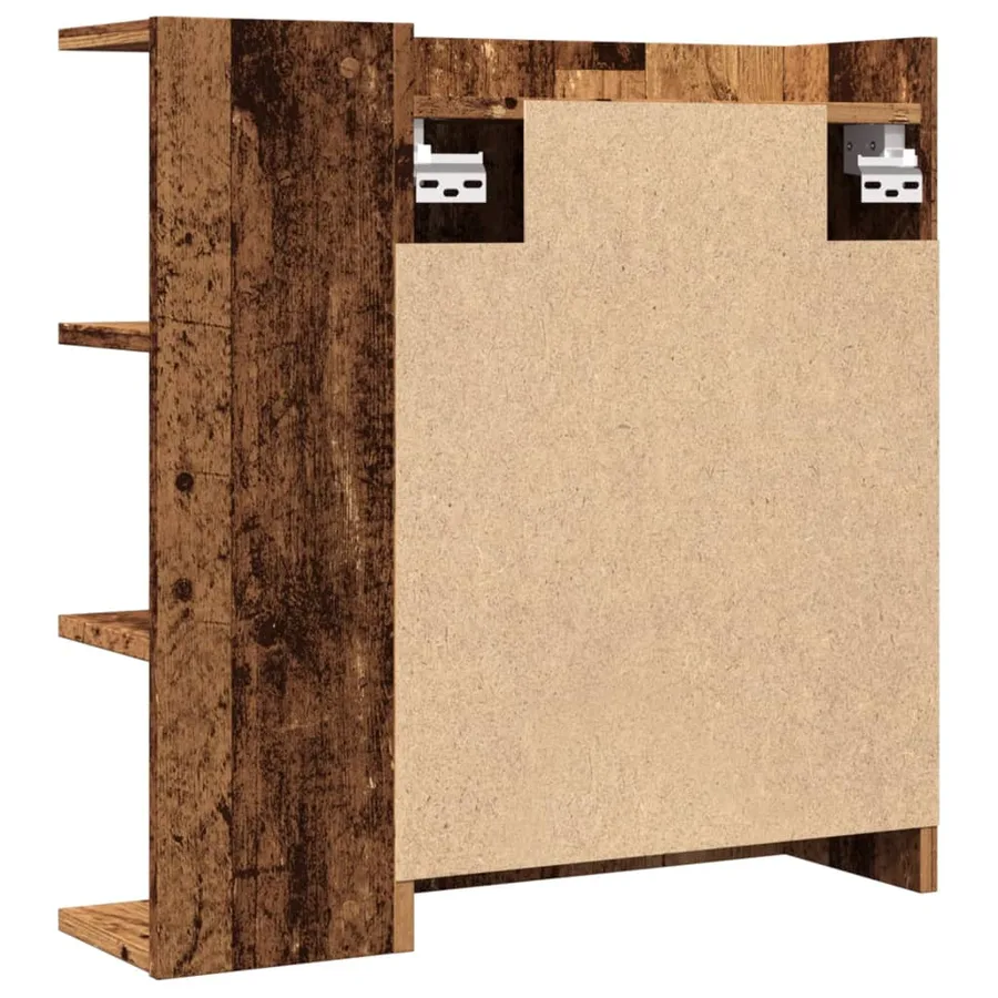 Armoire à miroir de salle de bain vieux bois 62,5x20,5x64 cm - 7