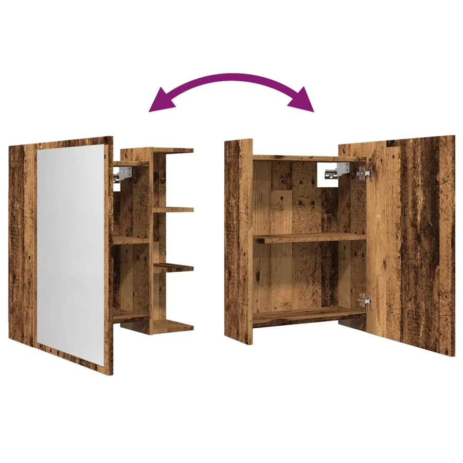 Armoire à miroir de salle de bain vieux bois 62,5x20,5x64 cm - 8