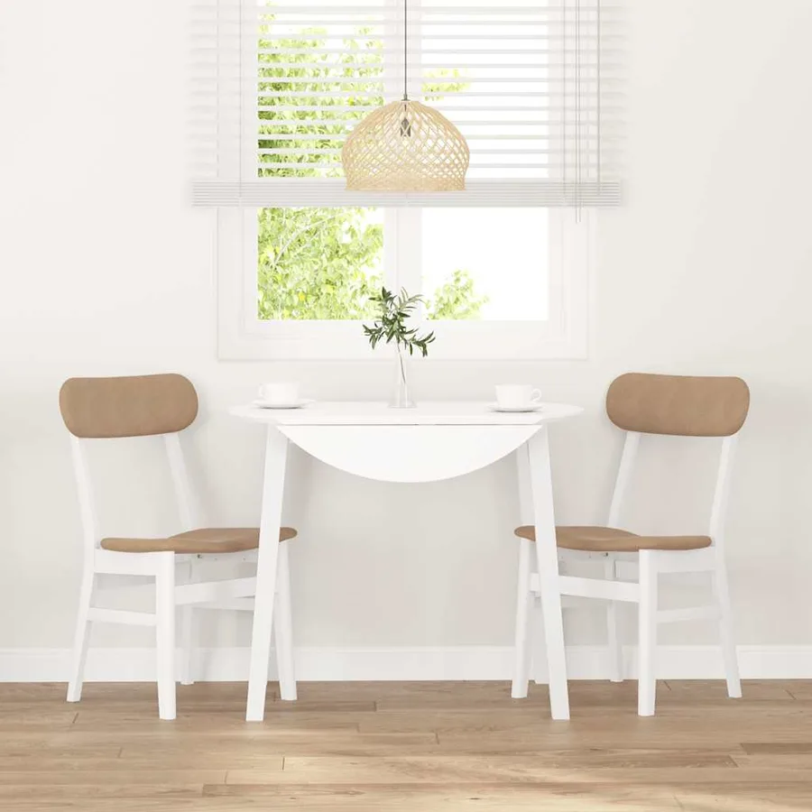 Chaises à manger coussins 2 pcs blanc bois massif caoutchouc - 3