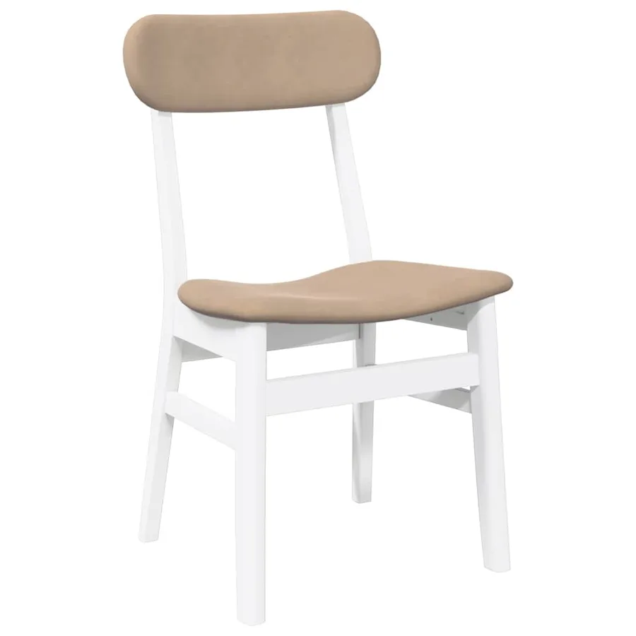 Chaises à manger coussins 2 pcs blanc bois massif caoutchouc - 4