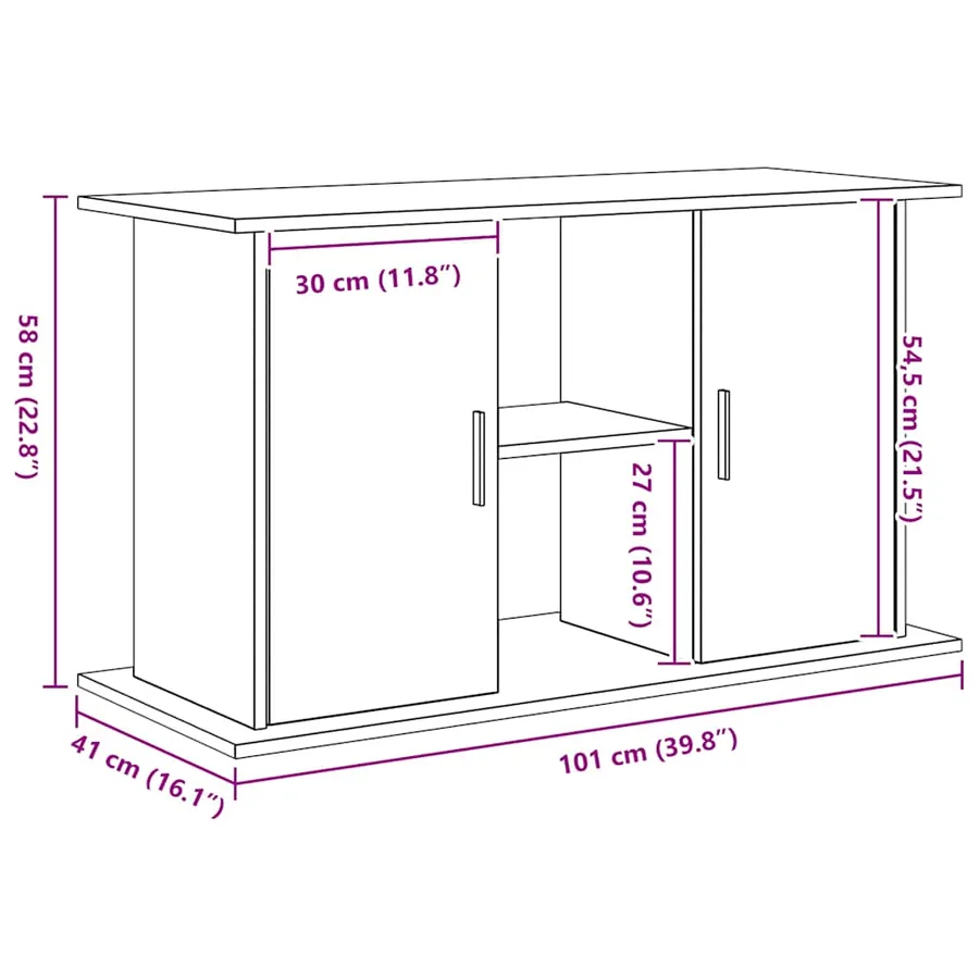 Support d'aquarium Chêne noir 101 x 41 x 58 cm Bois d'ingénierie - 11