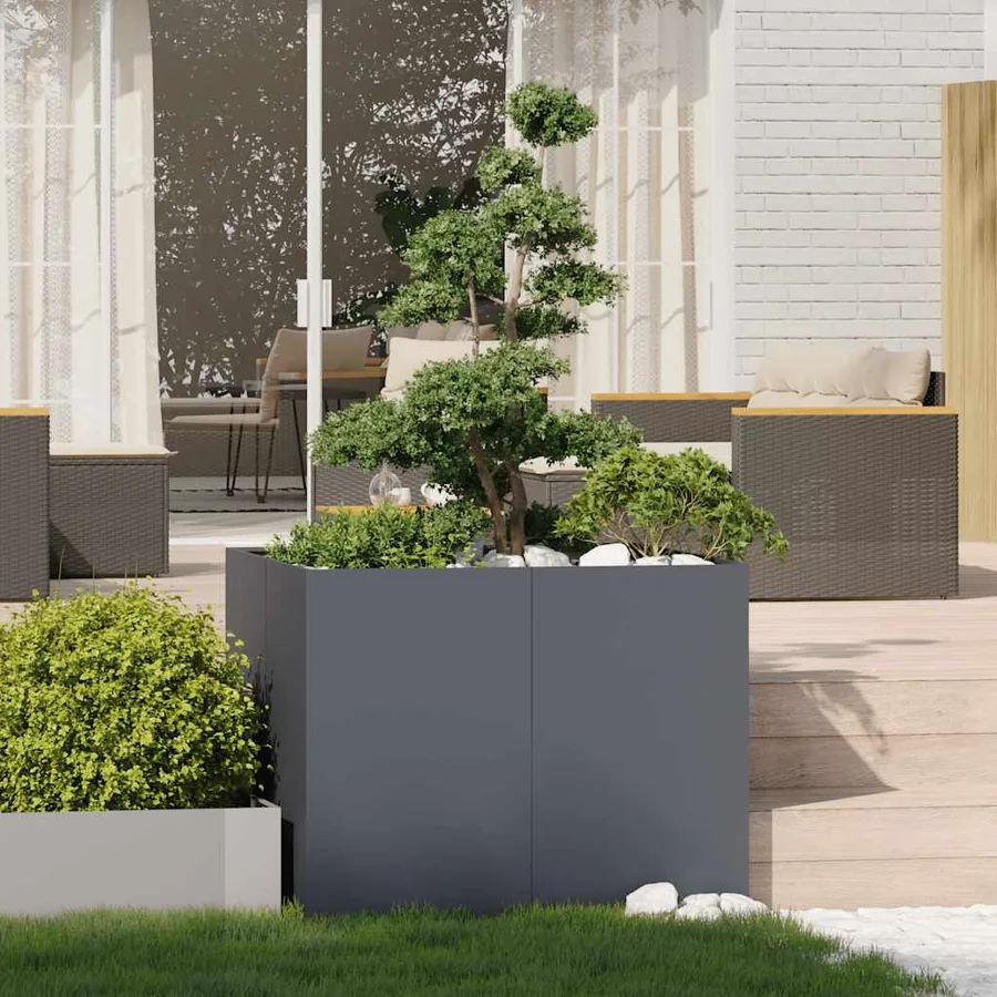Jardinière anthracite 100x100x80 cm acier - 3