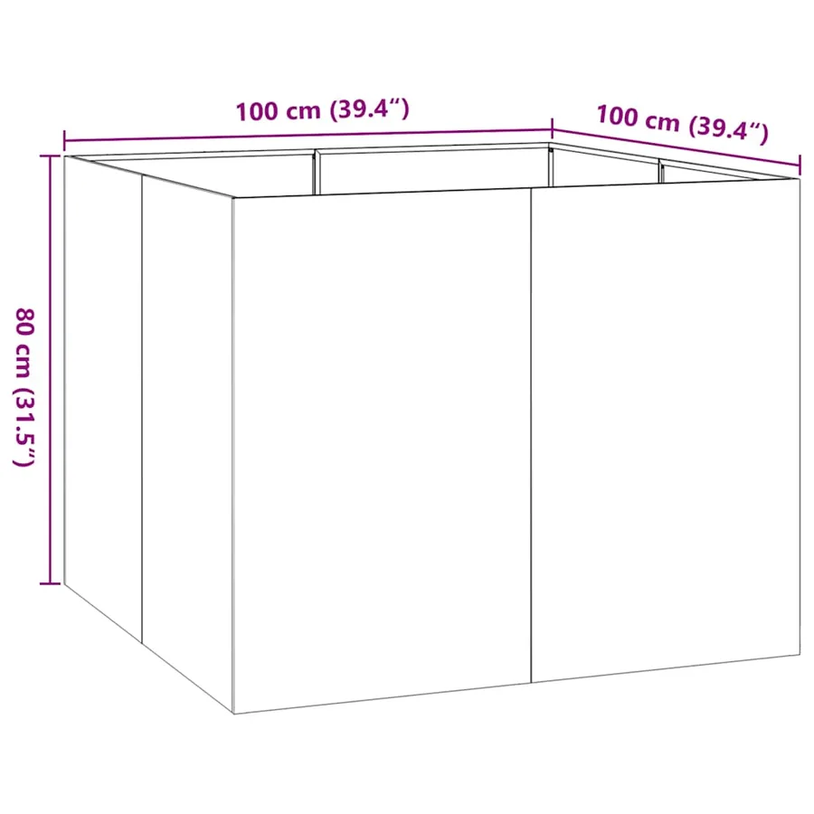 Jardinière anthracite 100x100x80 cm acier - 9