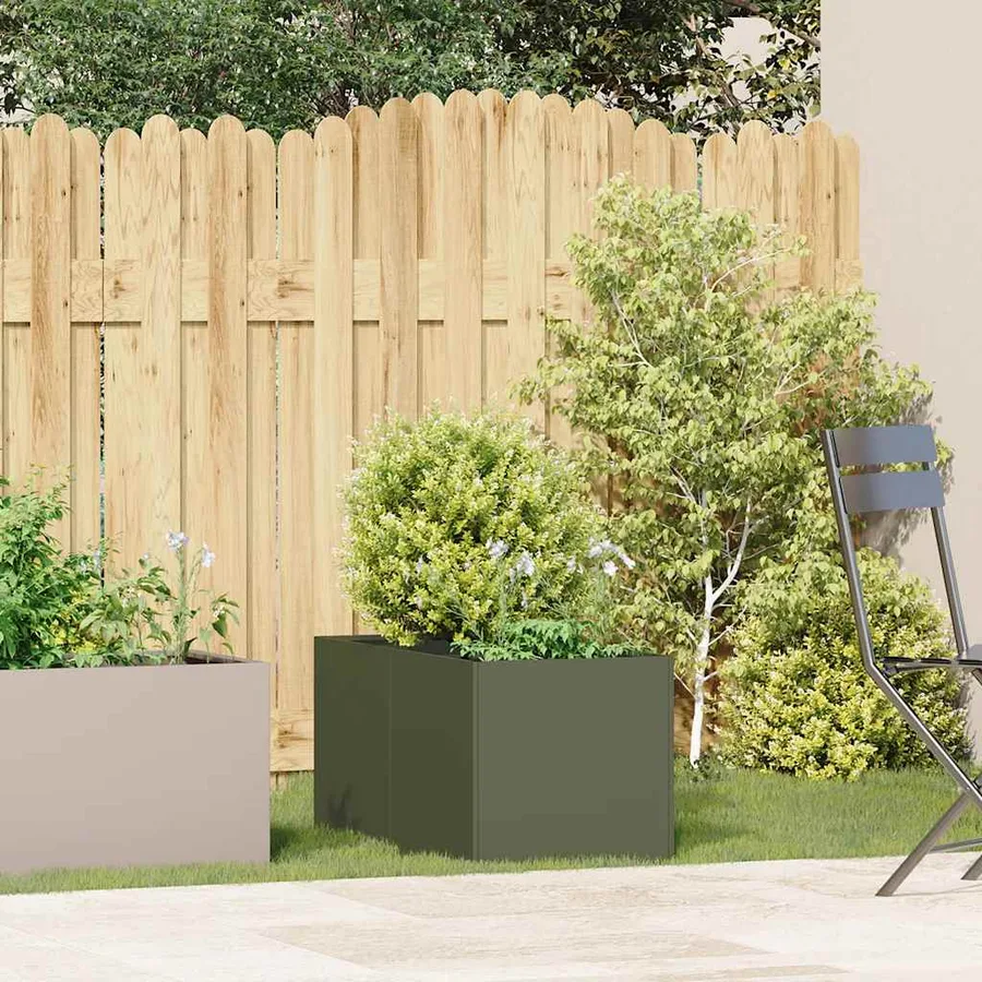 Jardinière vert olive 40x80x40 cm acier laminé à froid - 3
