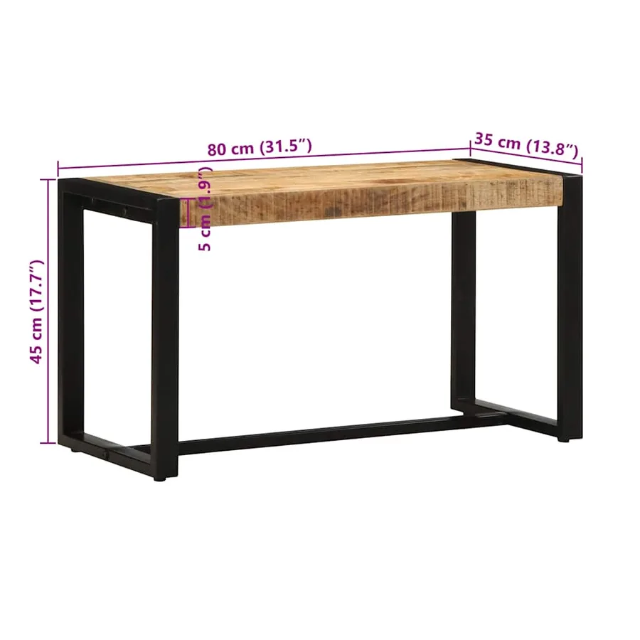 Banc 80x35x45 cm bois massif de manguier - 10