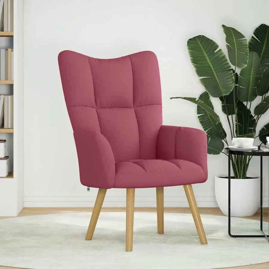 Chaise de relaxation Rouge bordeaux Tissu - 2