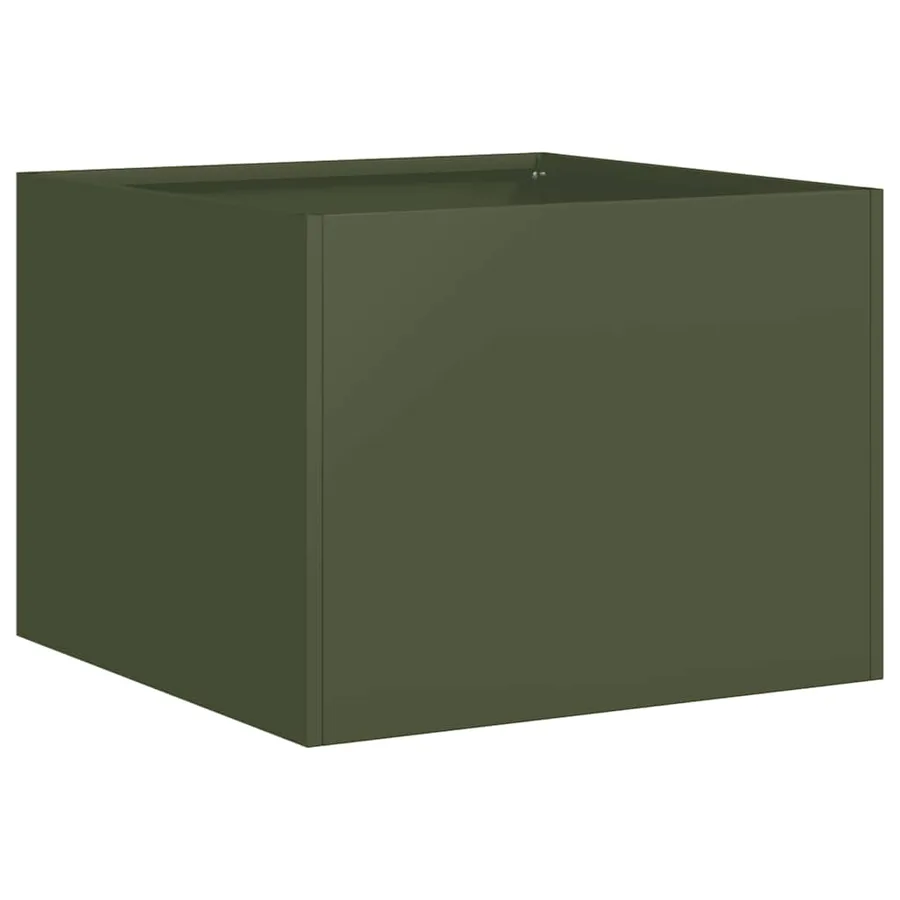 Jardinière vert olive 40x40x30 cm acier - 2