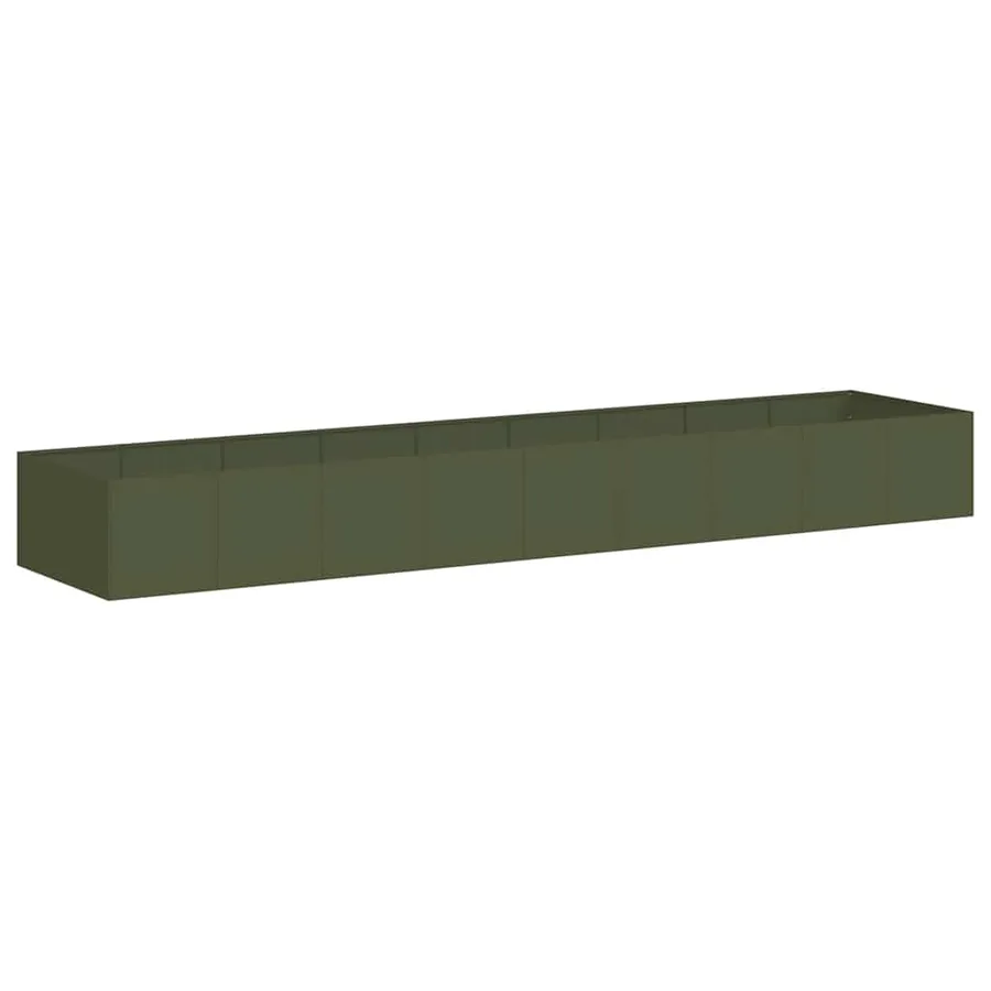 Jardinière vert olive 360x80x40 cm acier - 2