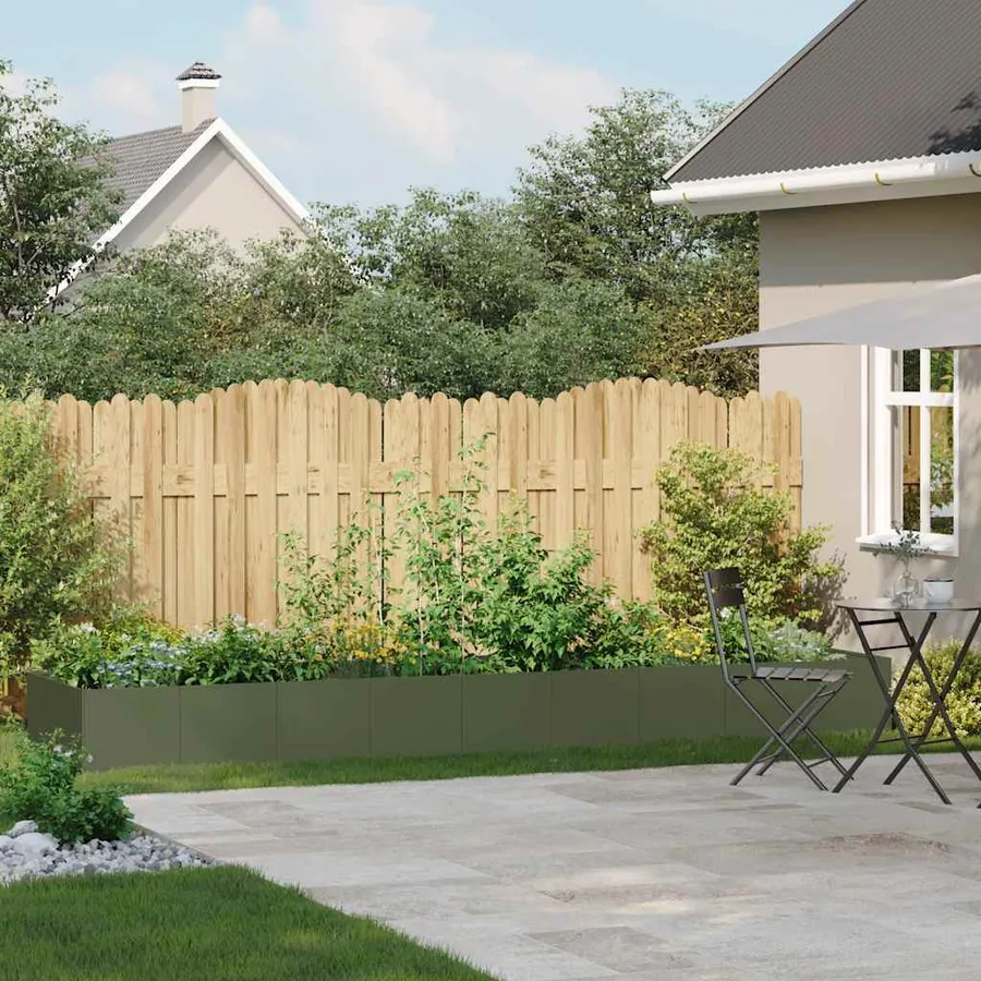 Jardinière vert olive 360x80x40 cm acier - 3