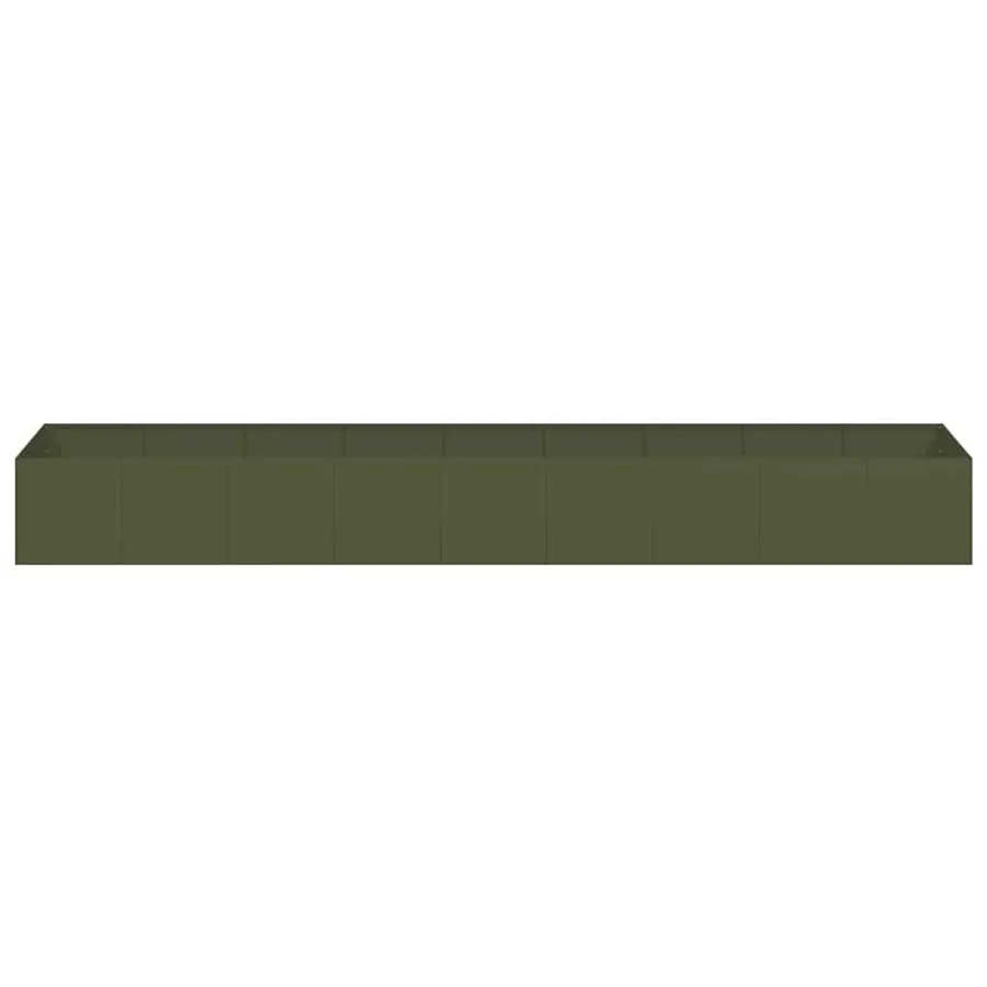Jardinière vert olive 360x80x40 cm acier - 4