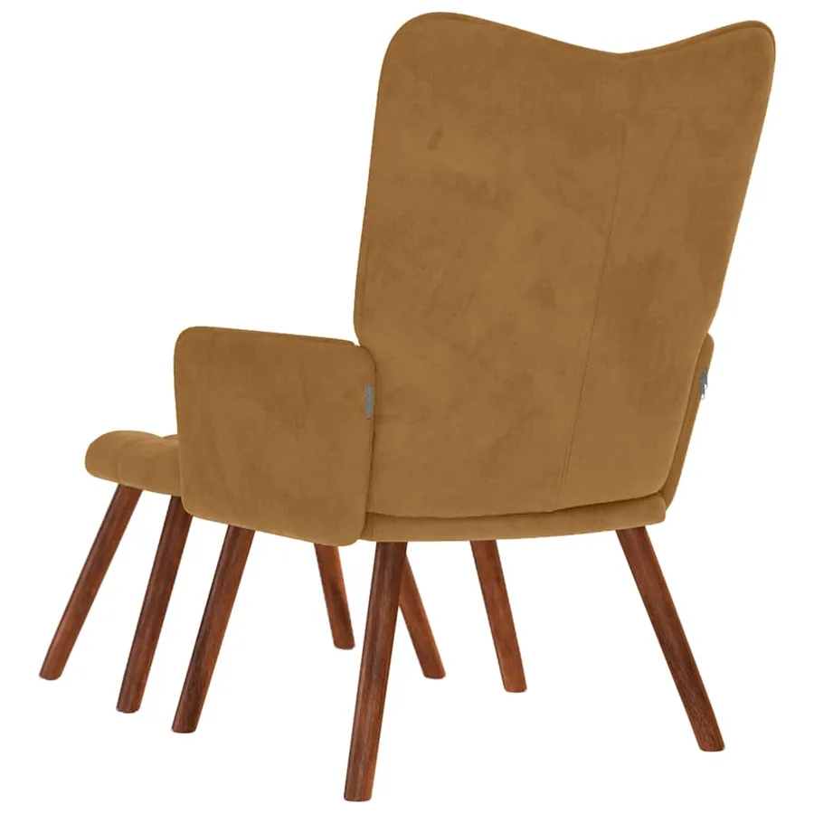 Chaise de relaxation avec tabouret Marron Velours - 7