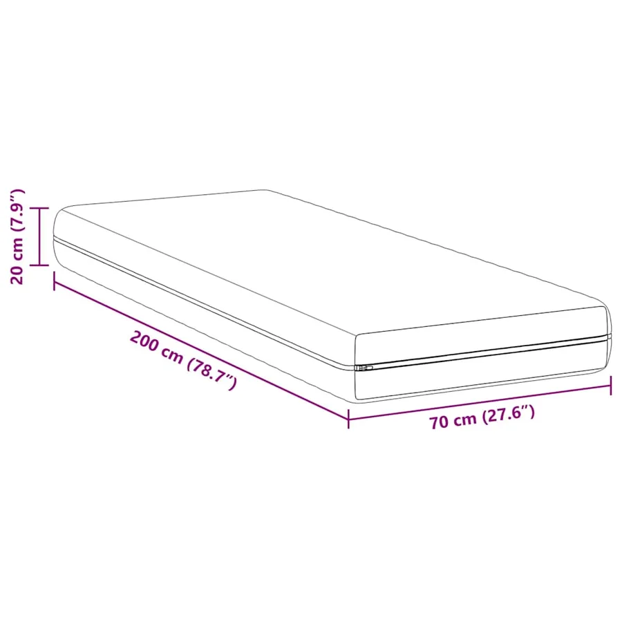 Matelas Blanc 70 x 200 cm Ressort ensaché - 10