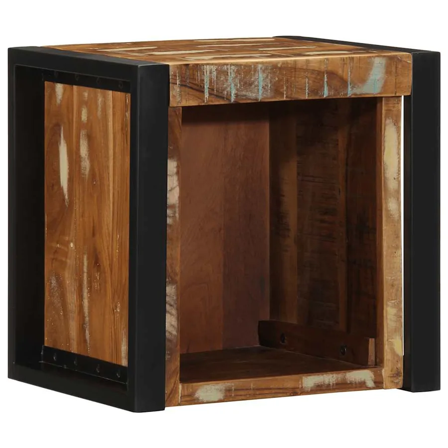 Table de chevet multicolore 40x35x40 cm bois de récupération