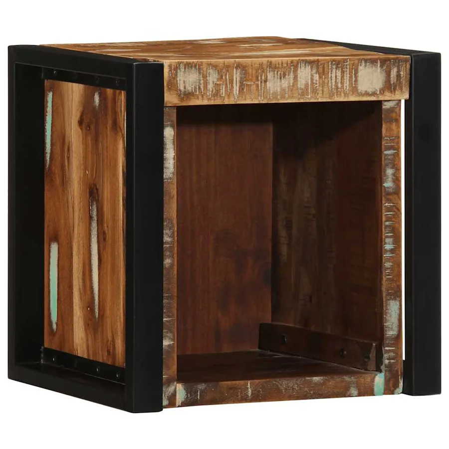 Table de chevet multicolore 40x35x40 cm bois de récupération - 2