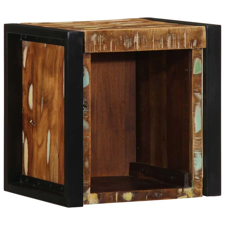 Table de chevet multicolore 40x35x40 cm bois de récupération - 3