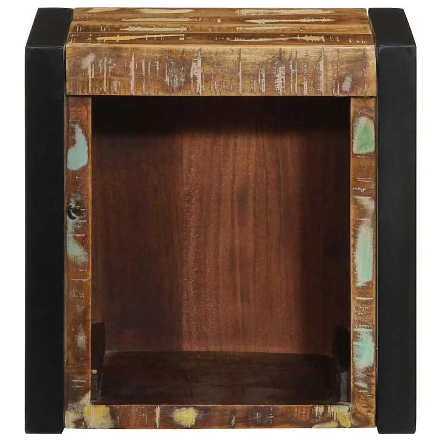 Table de chevet multicolore 40x35x40 cm bois de récupération - 4