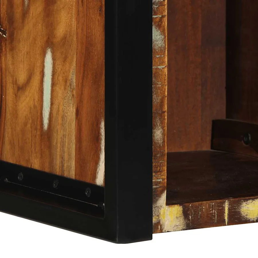 Table de chevet multicolore 40x35x40 cm bois de récupération - 8