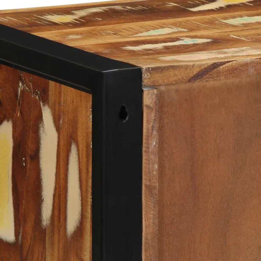 Table de chevet multicolore 40x35x40 cm bois de récupération - 9