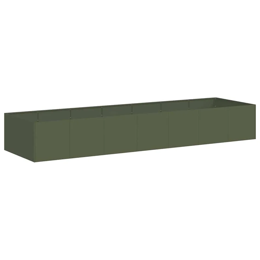 Jardinière vert olive 280x80x40 cm acier - 2