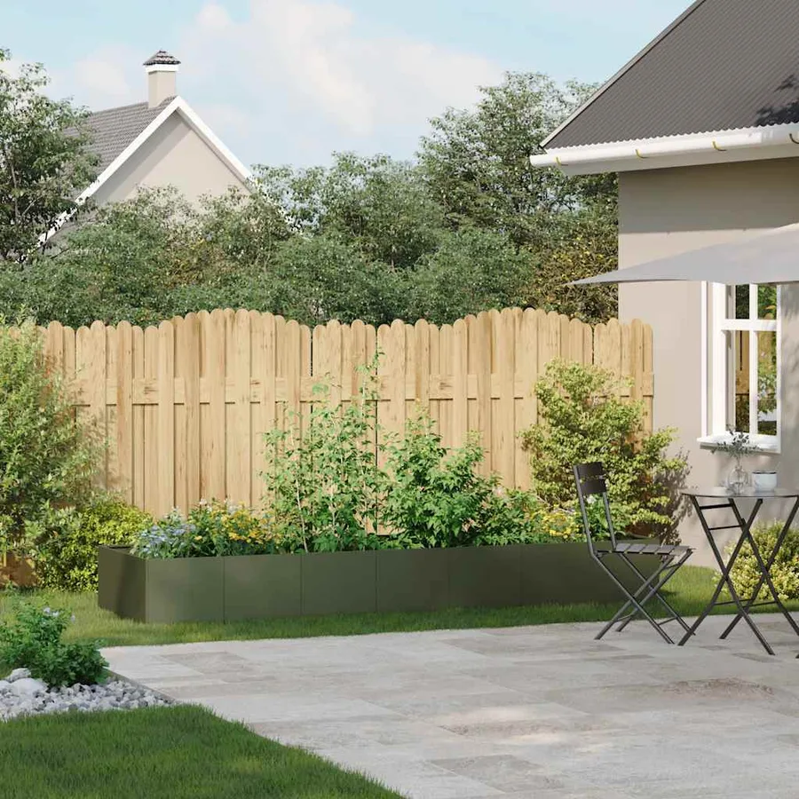 Jardinière vert olive 280x80x40 cm acier - 3