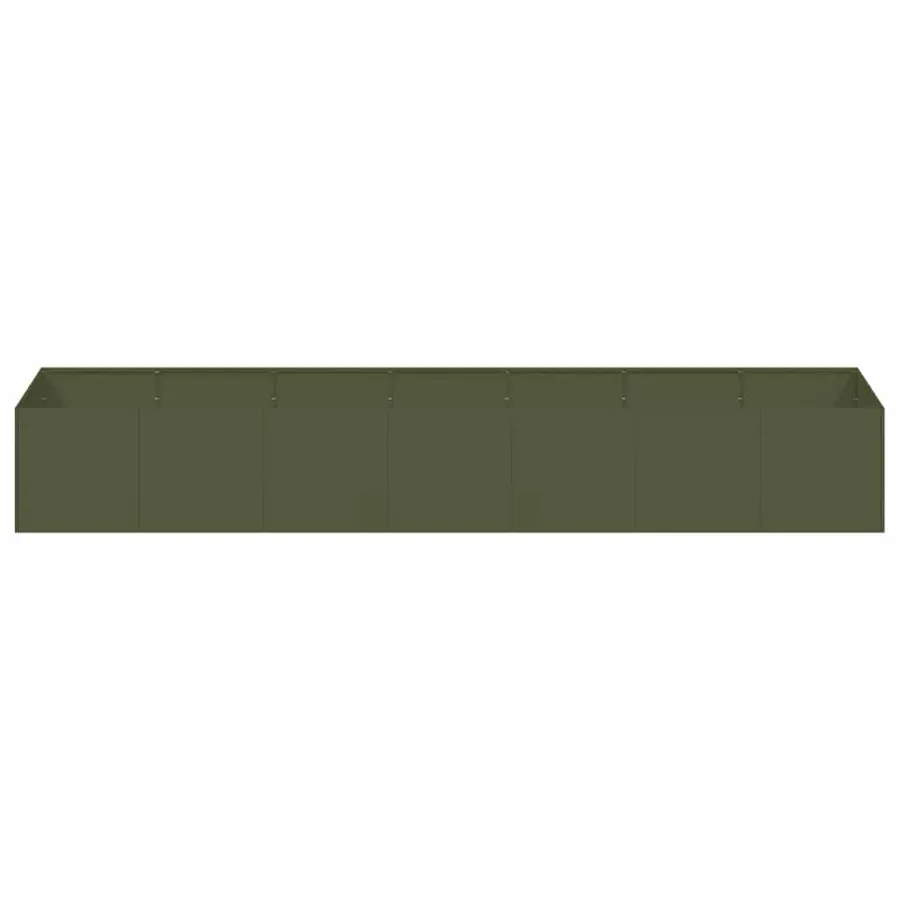 Jardinière vert olive 280x80x40 cm acier - 4