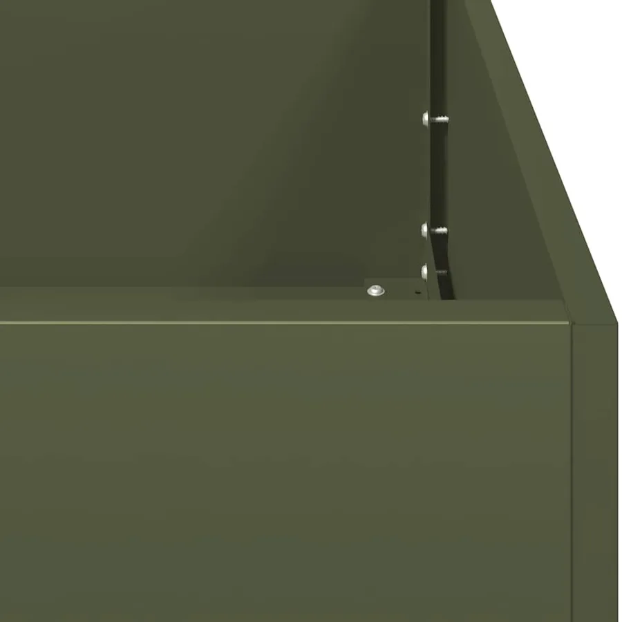 Jardinière vert olive 280x80x40 cm acier - 7