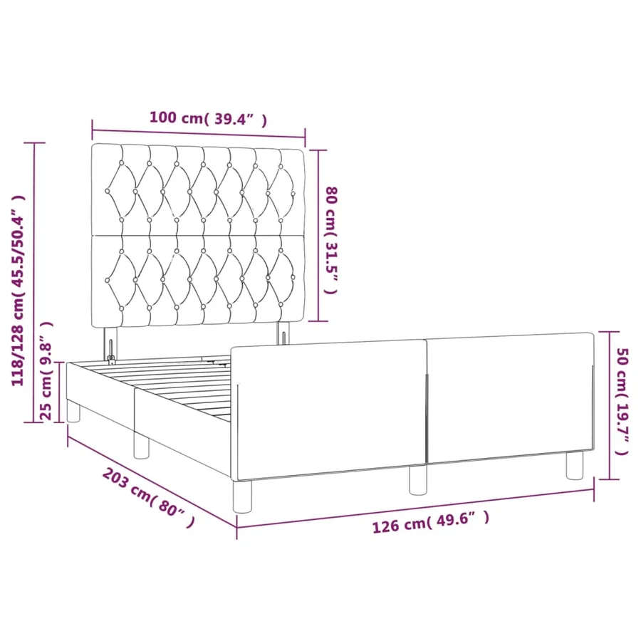 Cadre de lit sans matelas rose 120x200 cm velours - 14