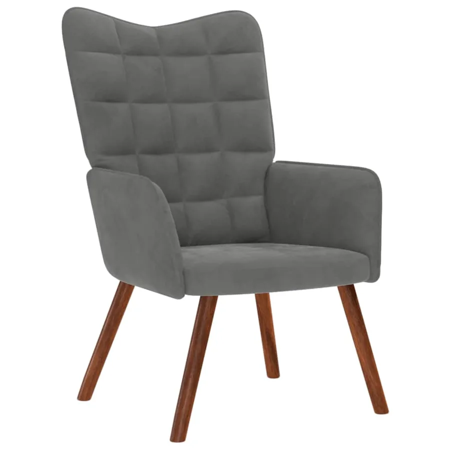 Fauteuil relax avec tabouret en velours gris foncé - 4