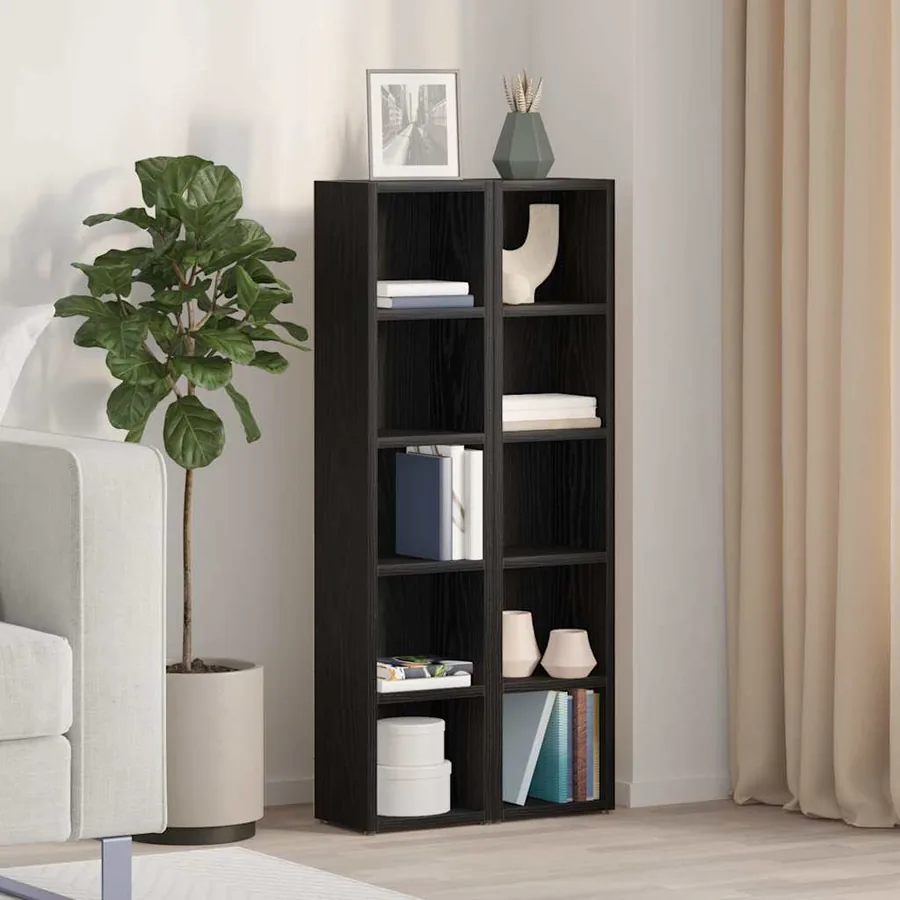 Armoires à CD 2 pcs chêne noir 21x16x93,5 cm bois d'ingénierie
