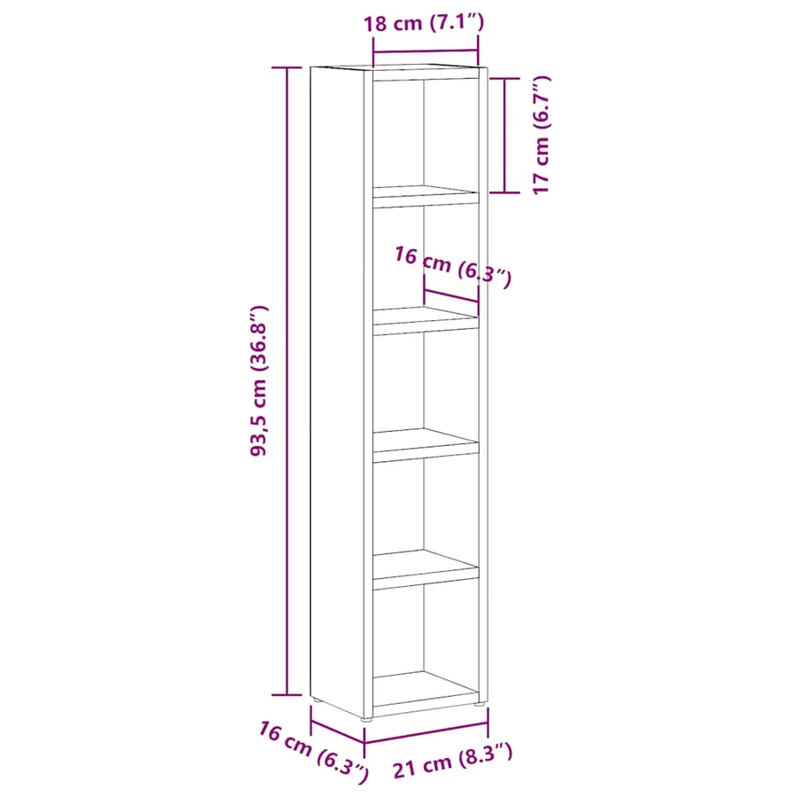 Armoires à CD 2 pcs chêne noir 21x16x93,5 cm bois d'ingénierie - 10