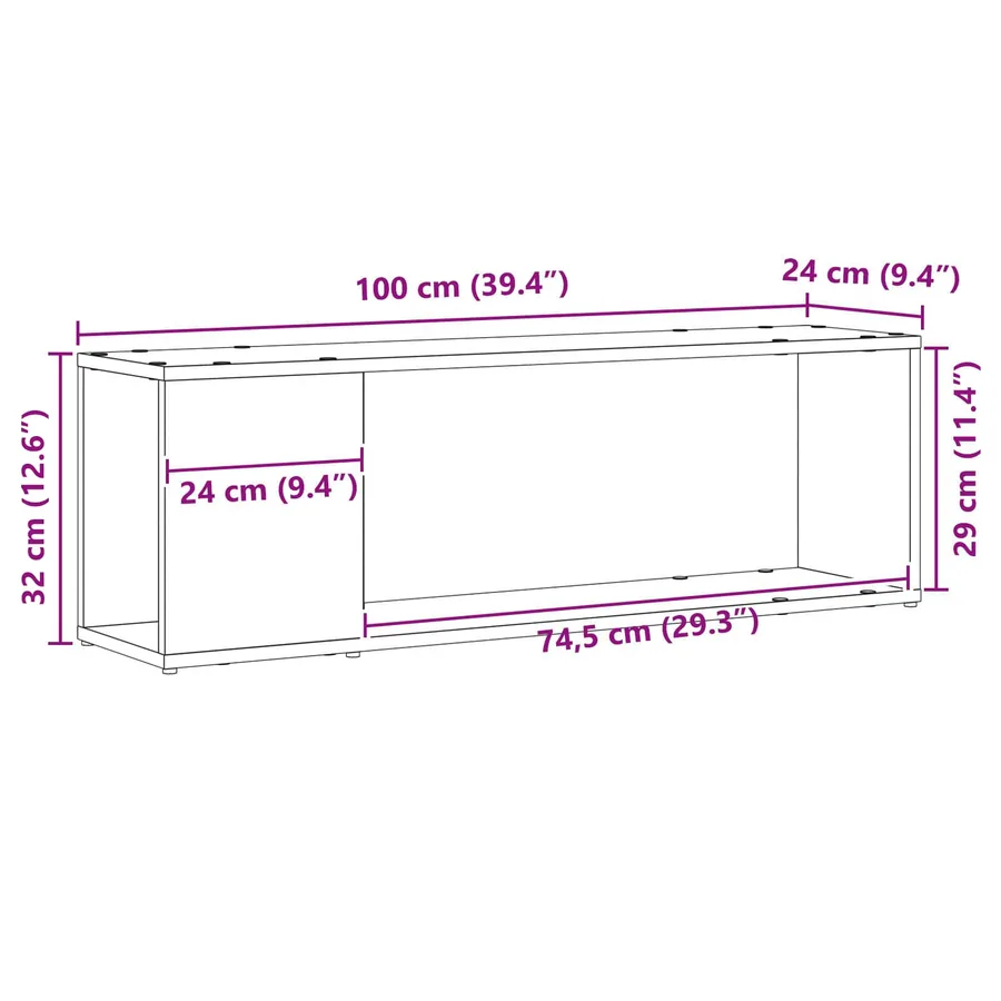 Ensemble meuble TV Noir 100 x 24 x 63 cm Bois d'ingénierie - 8