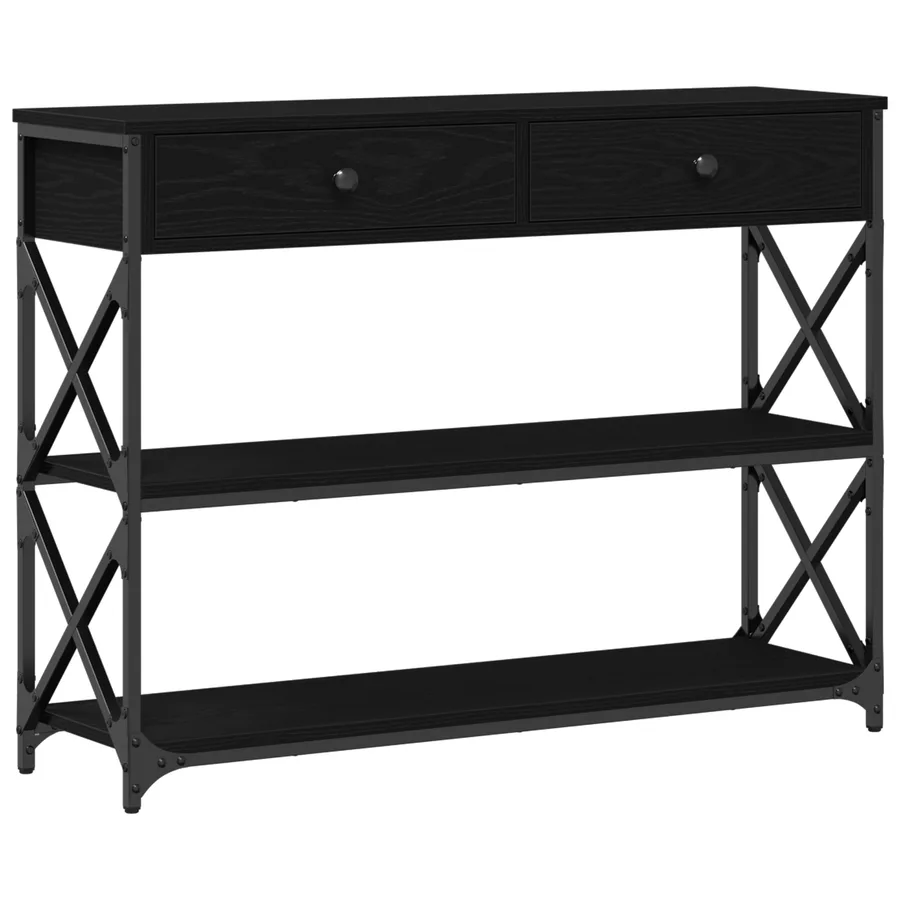 Table Console avec tiroir Chêne noir 100 x 28 x 75 cm - 2