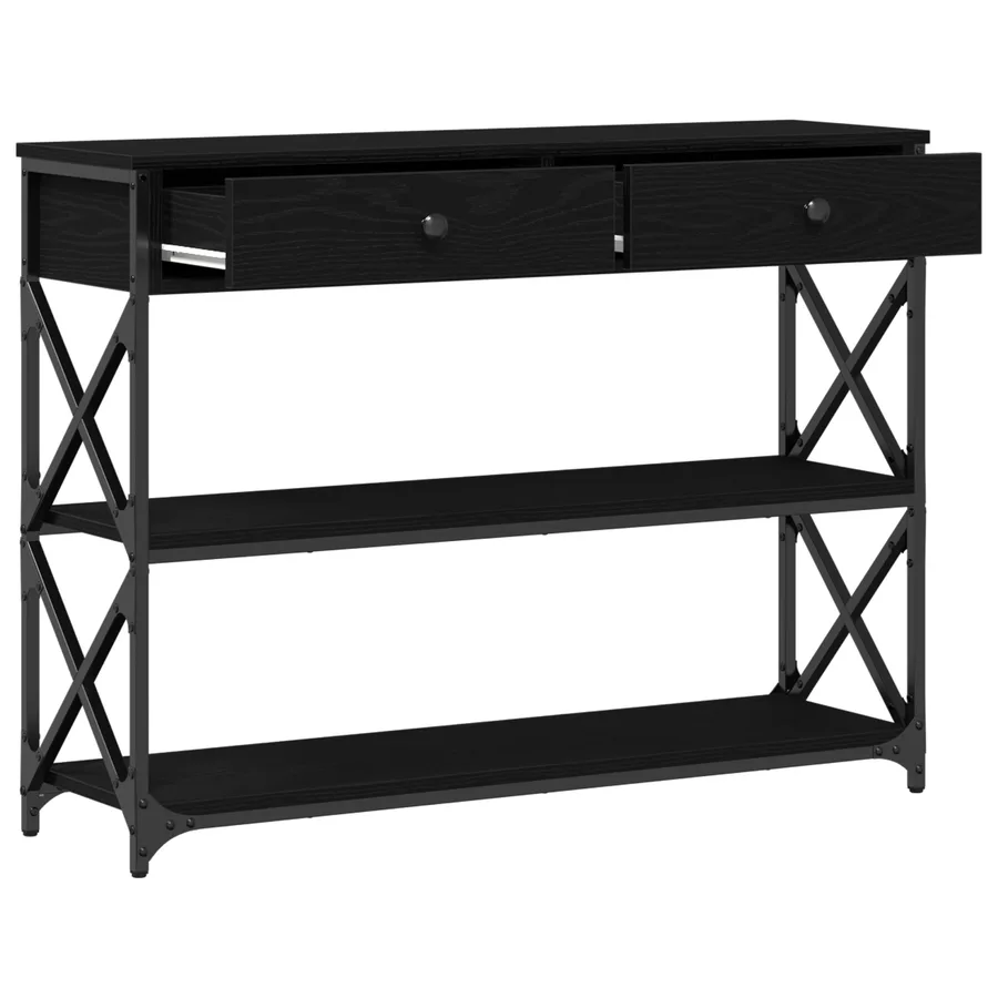Table Console avec tiroir Chêne noir 100 x 28 x 75 cm - 5