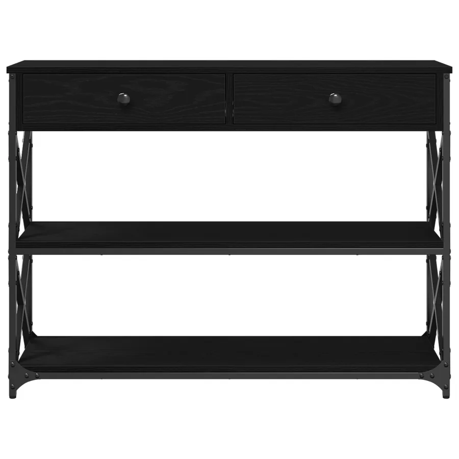 Table Console avec tiroir Chêne noir 100 x 28 x 75 cm - 6