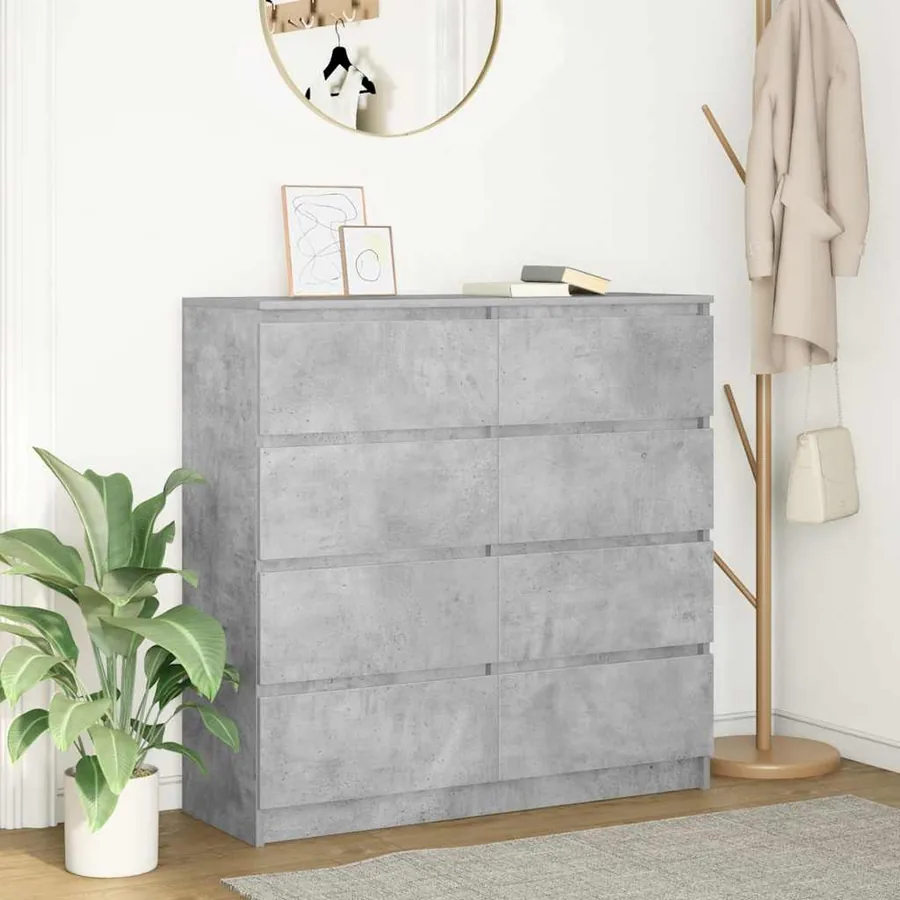 Buffet gris béton 100x35x99 cm bois d'ingénierie