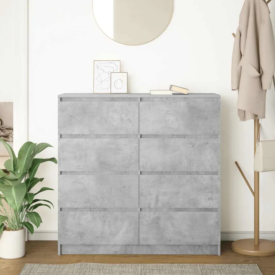 Buffet gris béton 100x35x99 cm bois d'ingénierie - 3