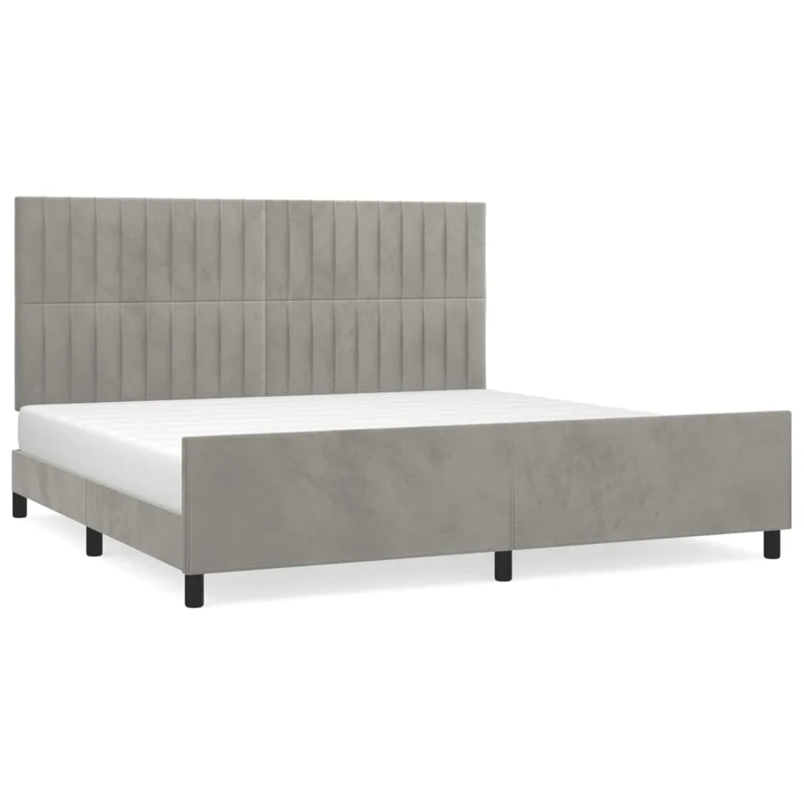 Cadre de lit sans matelas gris clair 200x200 cm velours - 2