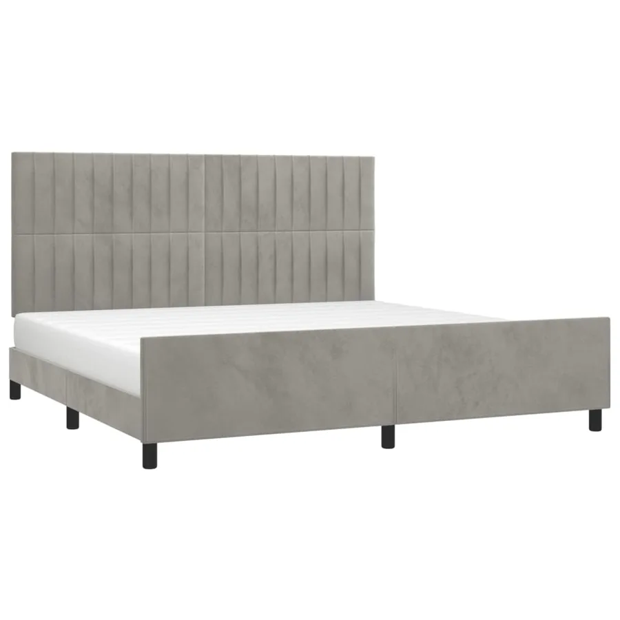 Cadre de lit sans matelas gris clair 200x200 cm velours - 3