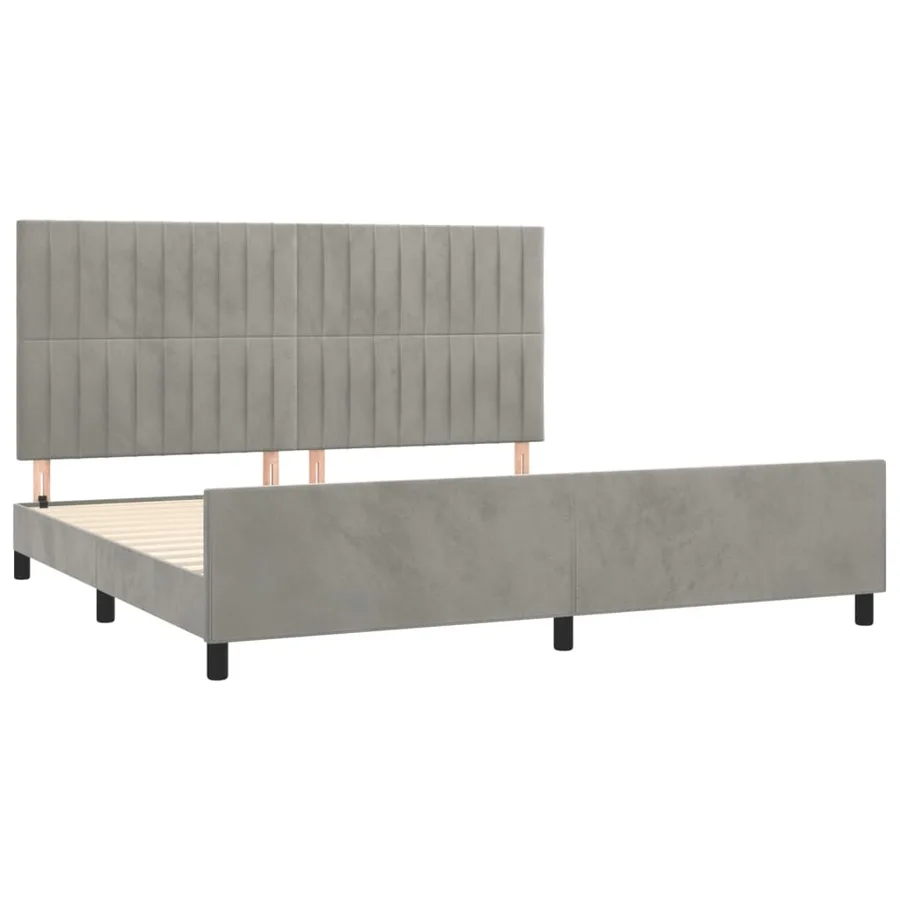 Cadre de lit sans matelas gris clair 200x200 cm velours - 4