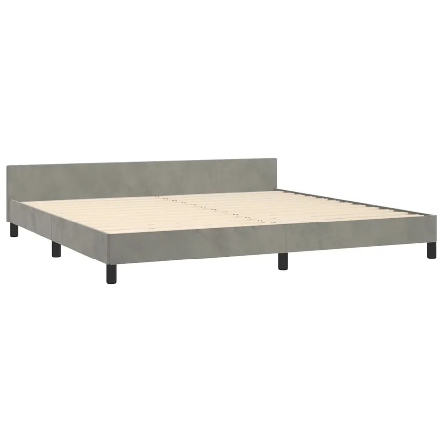 Cadre de lit sans matelas gris clair 200x200 cm velours - 5